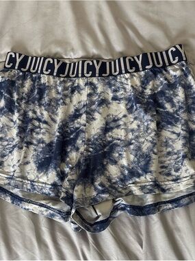 Juicy Couture Navy and White Tie-Dye Athletic Lounge Shorts